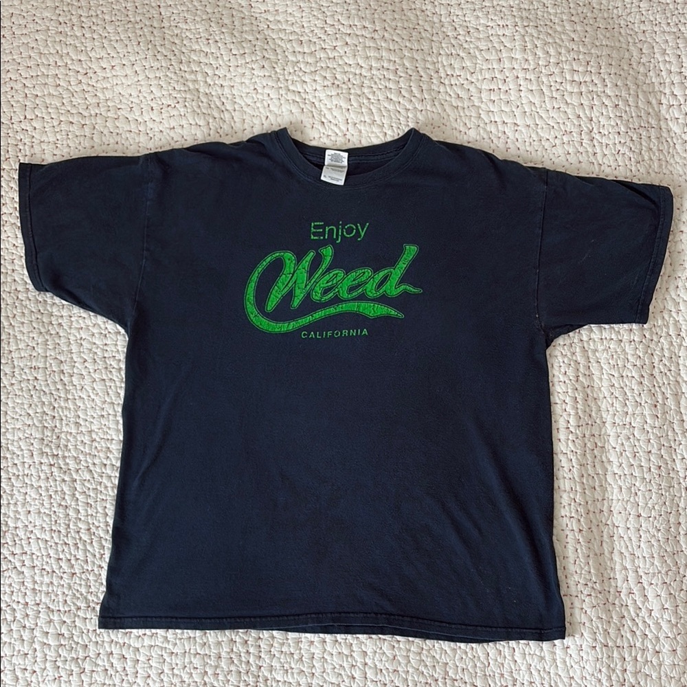 90s vintage WEED CALIFORNIA enjoy coke navy blue Graphic T-Shirt weed store